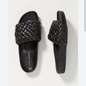 Loeffler Randall Sonnie Slide Sandals women leather in black size 9